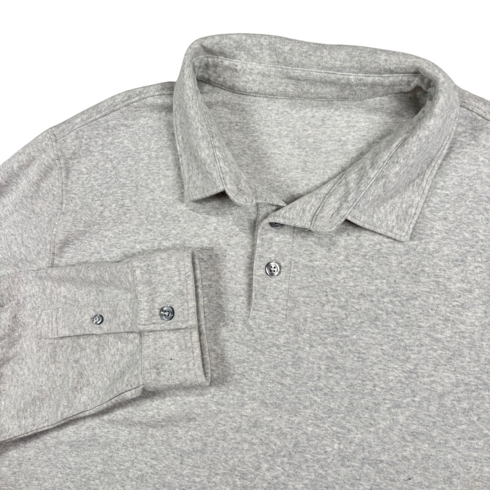 Vuori Long Sleeve Polo Mens XL Light Grey Heathered Button Cuff Activewear